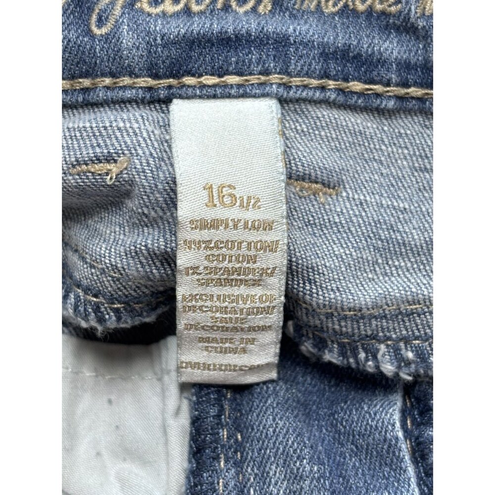 Justice Girls Denim Shorts Size 16.5 Blue Distressed Style - Picture 4 of 10